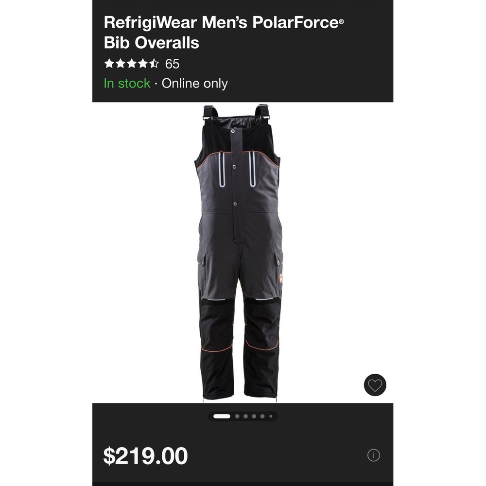 RefrigiWear Mens PolarForce Bib Overalls Grey Black Insulated Workwear 7140R 2XL - Picture 5 of 5